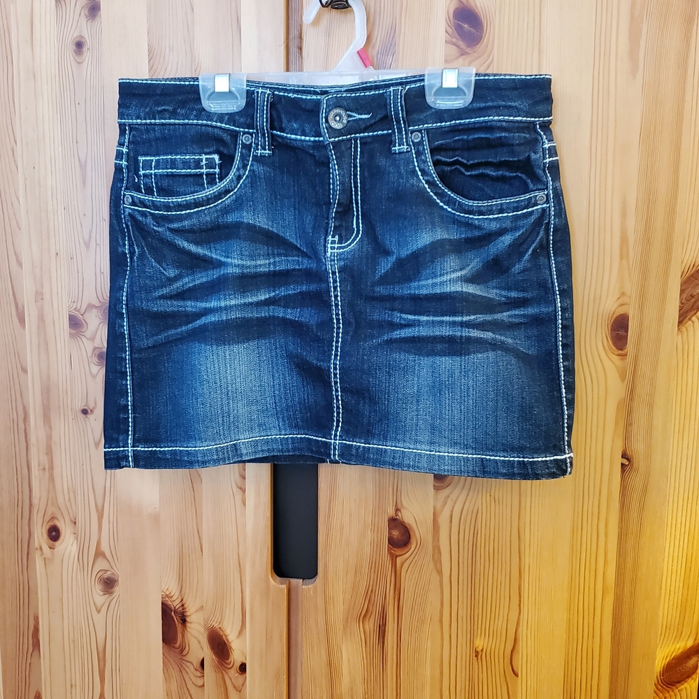 Denim Mini Skirt With Pocket Embroidery